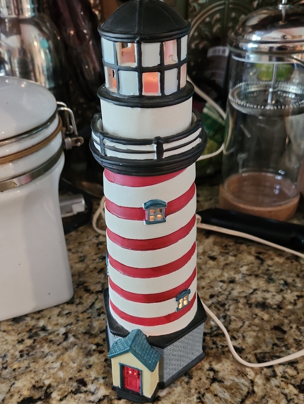 Coastal Lighthouse Table Lamp - Red & White